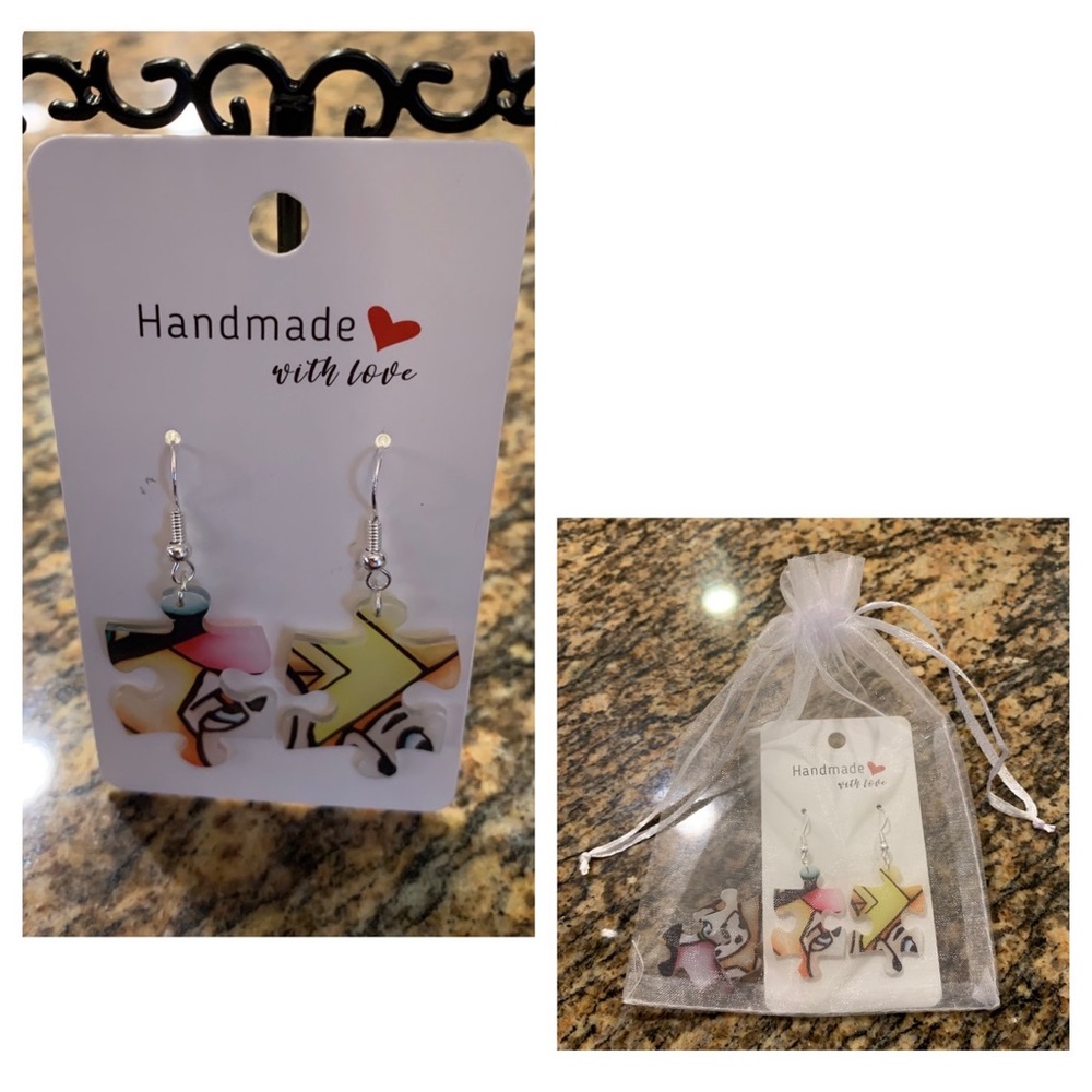 Handmade puzzle earrings - Picture 1 of 11